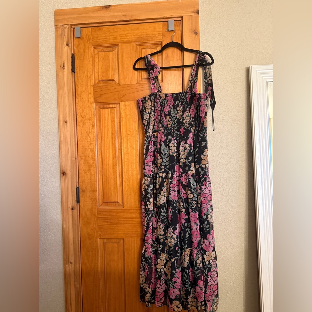 Sam Edelman Black and Pink Floral Midi Dress - Picture 6 of 7